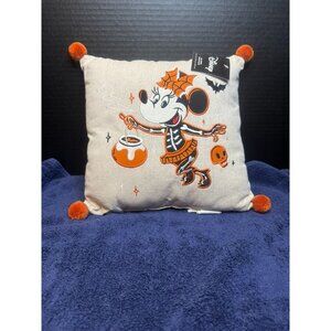 Disney Halloween Minnie Mouse Throw Pillow With Orange Pom-Poms